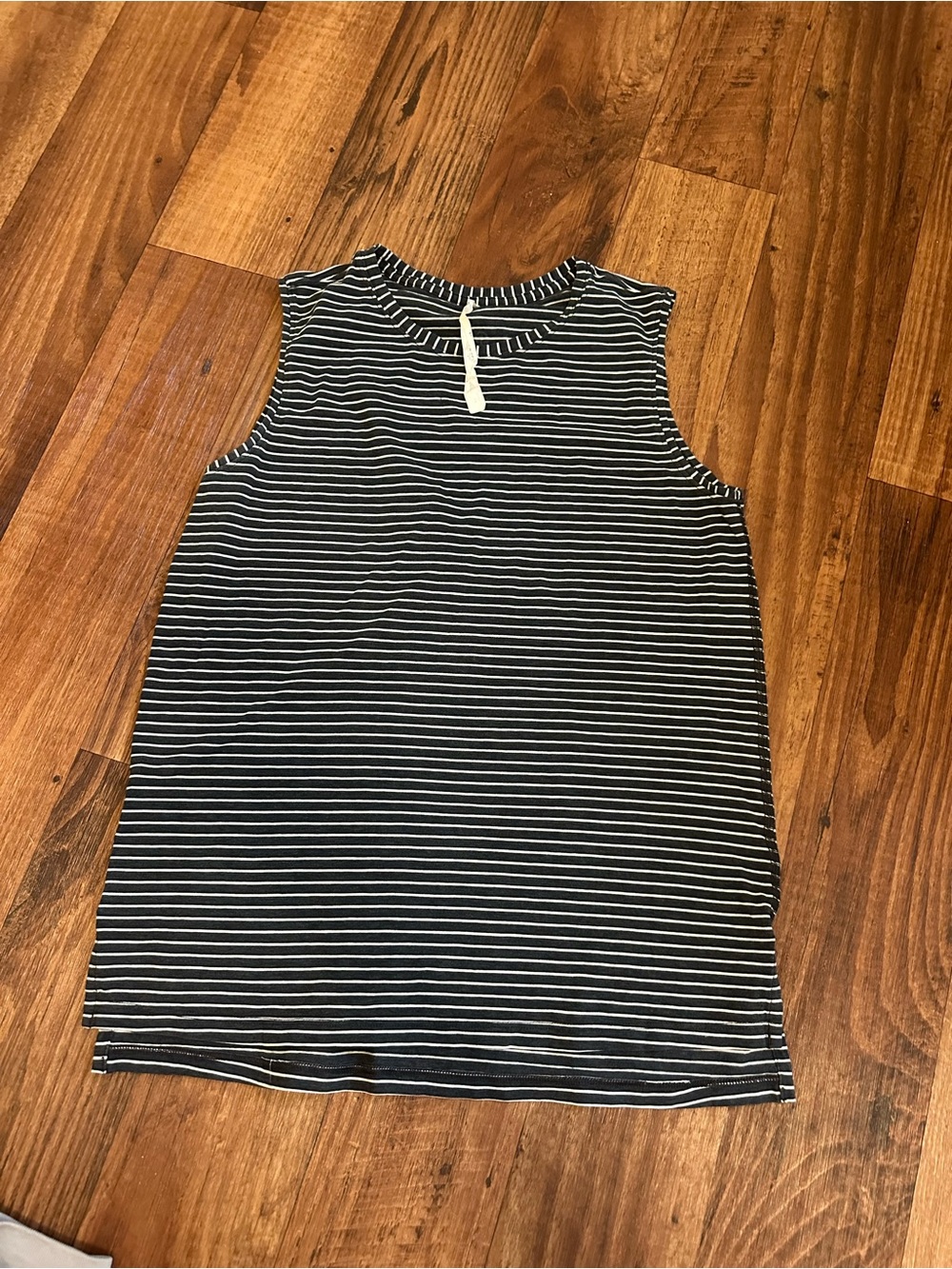 lululemon athletica Black and White Striped Sleeveless Tank